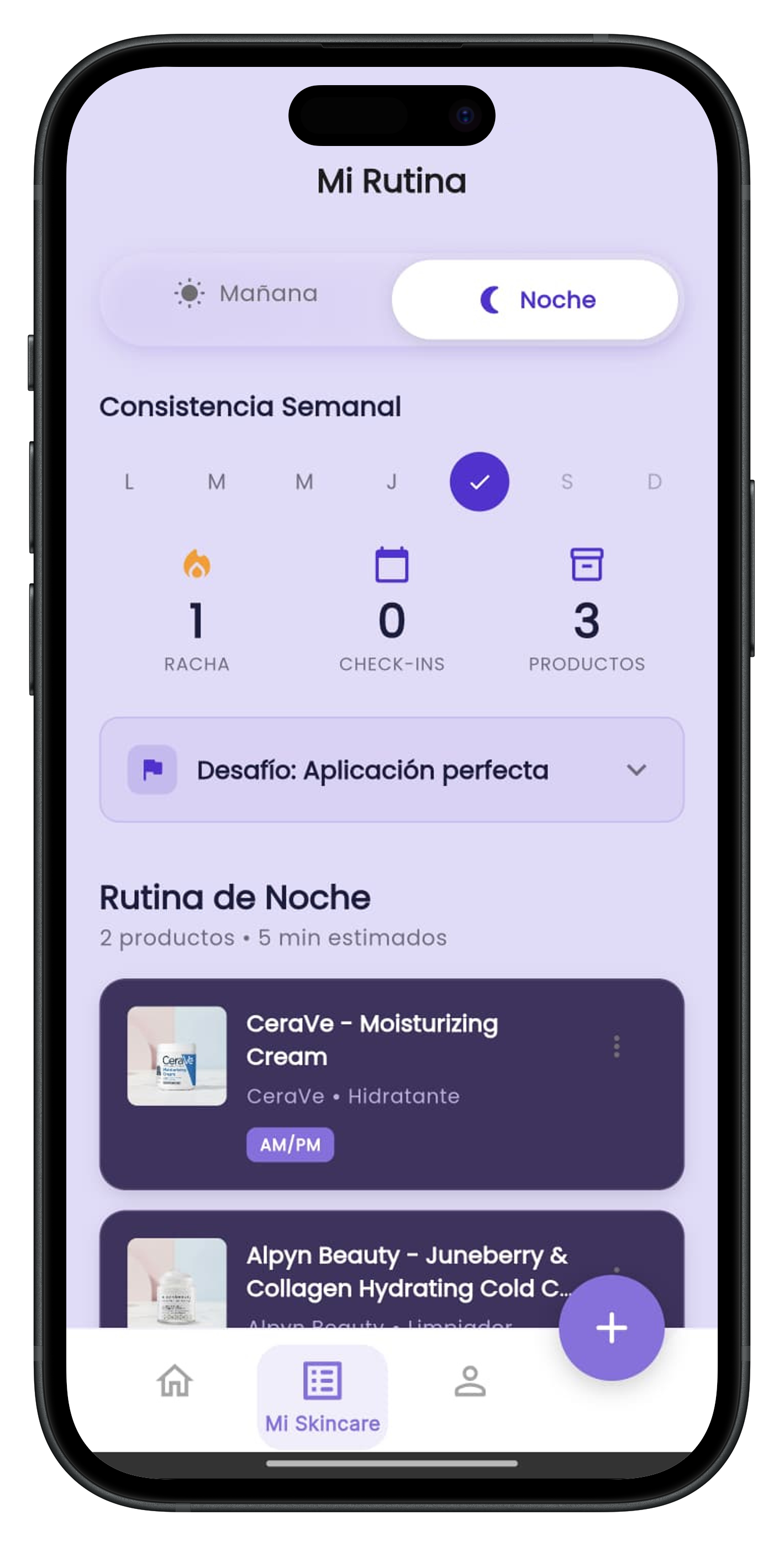 Rutina de mañana en MyGlowApp